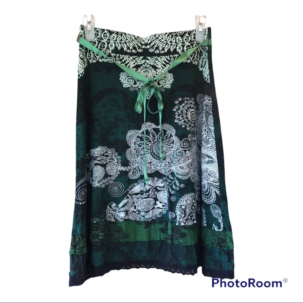 Desigual Deliney Green Paisley Skirt Size Small